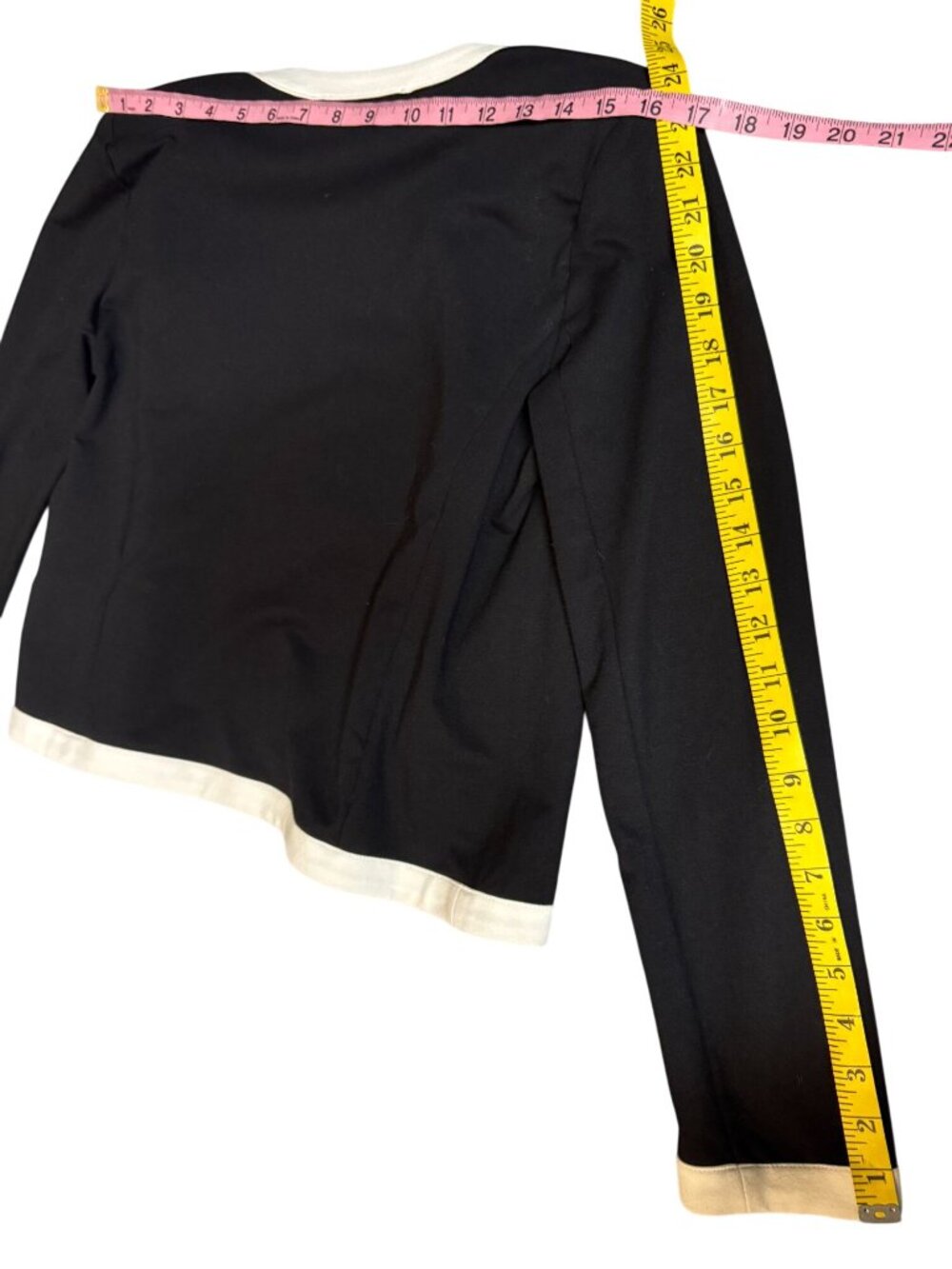 Tommy Hilfiger Black & White Cropped Blazer Jacket Open Front Size Small - Picture 3 of 8